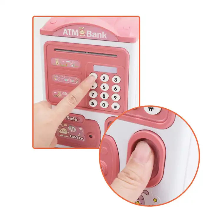 Mini Bank ATM Money Saving Box with Fingerprint