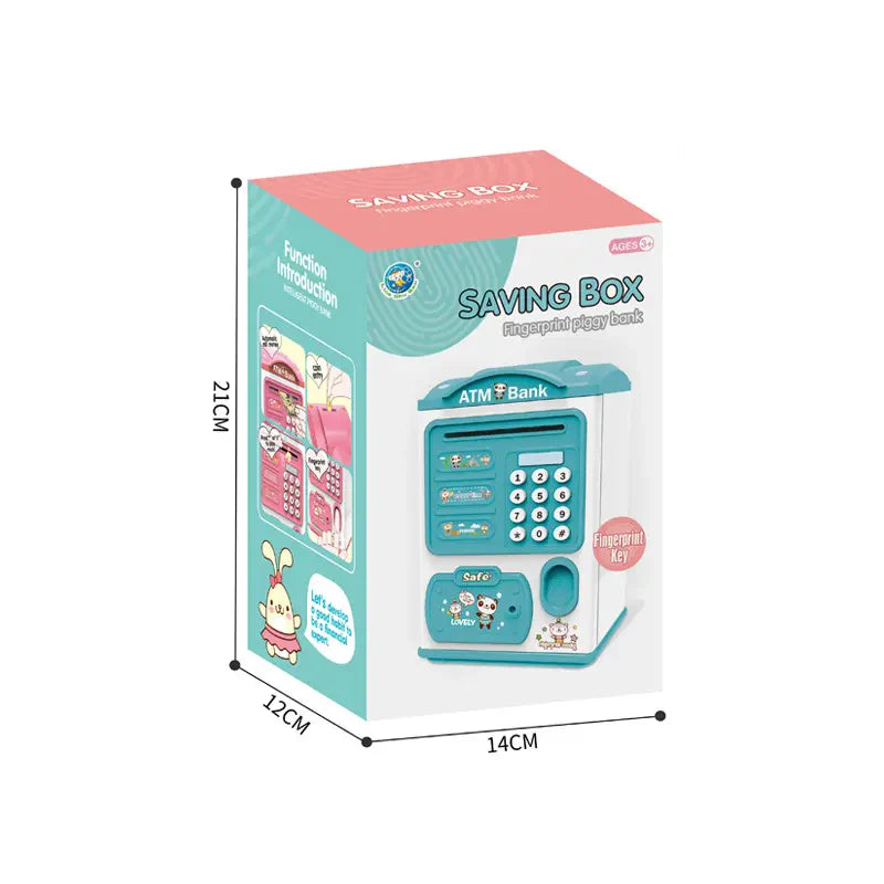 Mini Bank ATM Money Saving Box with Fingerprint